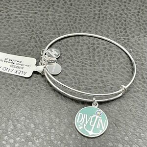 Alex And Ani Dive In Words Are Powerful Expandable Bangle Bracelet‎ Silver Tone